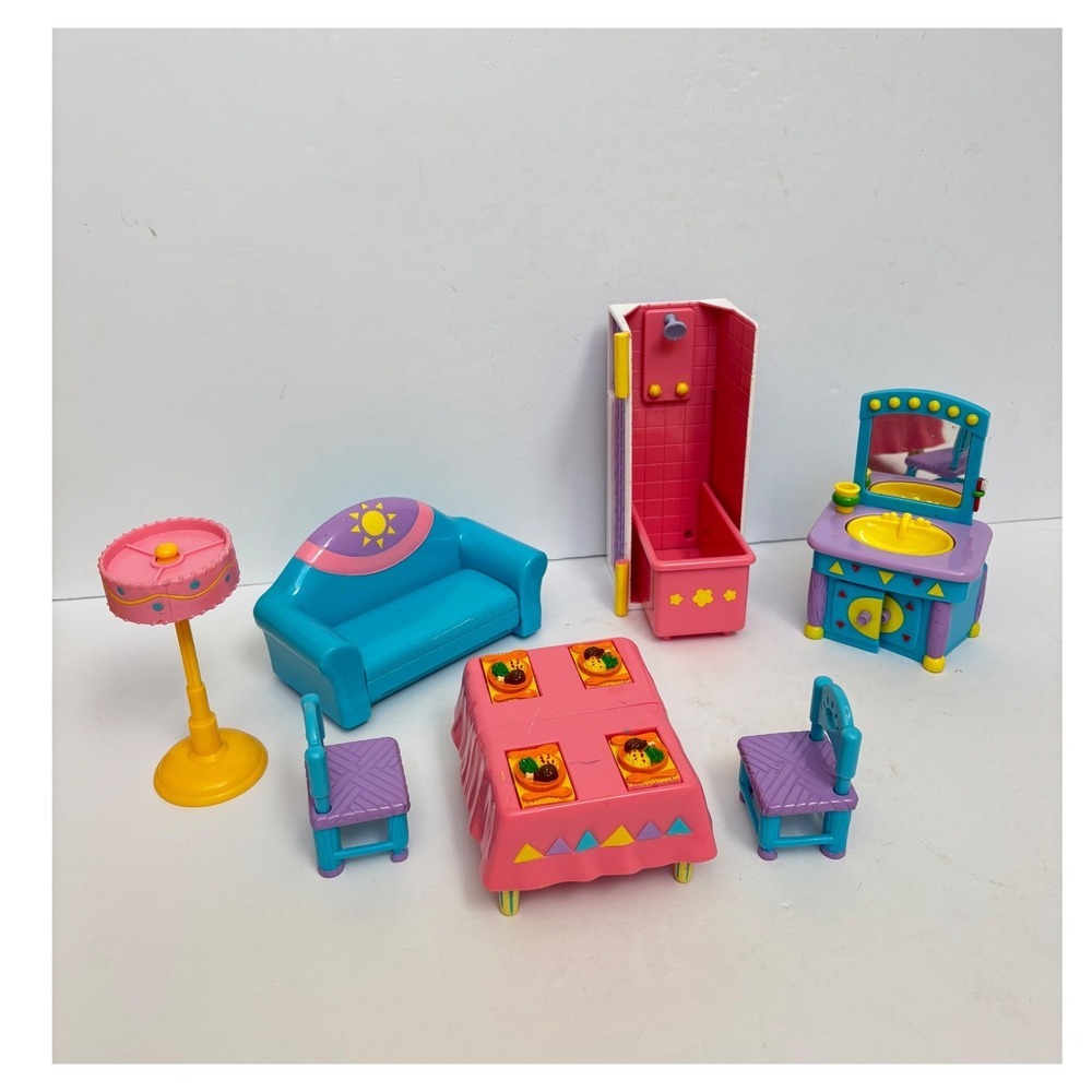 Dora the Explorer Casa Doll House Furniture Lot Sofa Vanity Table Chair Bathtub
